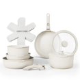 thumbnail image 1 of Country Kitchen Cookware Set with Removable Handle, Oven & RV Safe Pots and Pans Set, Cream, Original, 1 of 9