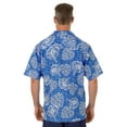 thumbnail image 3 of UZZI Mens Hawaiian Casual Button Down Short Sleeve Beach Surf Aloha Party Shirt, Royal Blue, Size: 2X, Uzzi Active Wear, 3 of 3