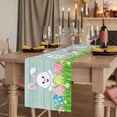 thumbnail image 2 of Easter Rabbits Table Runner, Watercolor Eggs Cute Bunny Grass Flowers Blue Washable Cotton Linen Table Runners 60 Inches Long, Dresser Scarf Runner for Coffee/TV Stands/Kitchen/Cabinets 13''x60'', 2 of 9