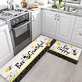 thumbnail image 3 of Yellow Bee Kitchen Mat Anti Fatigue, Bee Happy Kitchen Rugs Sets of 2, Memory Foam Kitchen Mats for Floor Non Skid, Kitchen Floor Comfort Mats for Sink/Home/Office, 17'''' x 48''''+17'''' x 30'''', 3 of 6