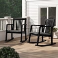 thumbnail image 1 of Costway 2 PCS Rocking Chair with Cushioned Seat, Slatted Back & Curved Armrests for Bedroom Black + Gray, 1 of 10