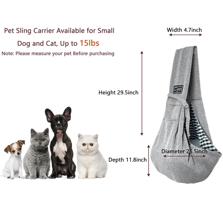 GOUWAN Dog Sling Carrier, Gray, For Pets Under 15 Lbs photo 8