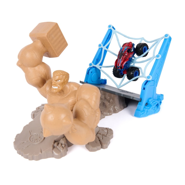 Monster Jam Spiderman Sandman City Battle Playset for Kids 3 and