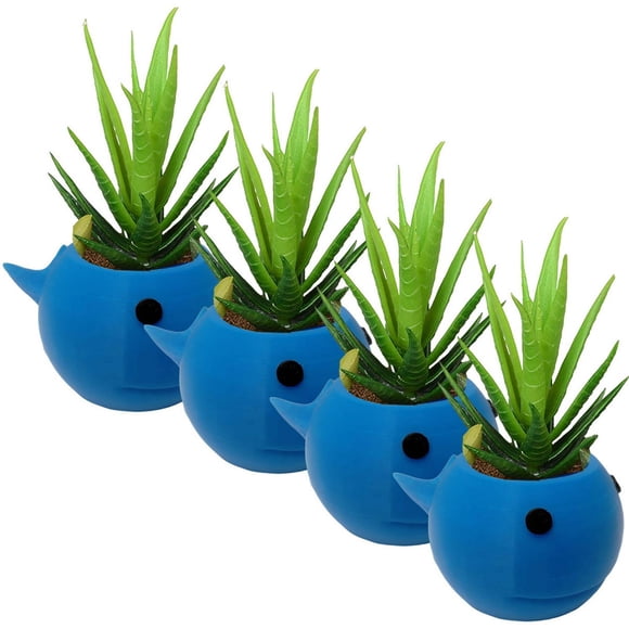 Maceta Decorativa 3D Escritorio BalleFlowyBlue 4 Pzs 6.5x11cm Azul No incluye Planta.