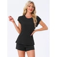 thumbnail image 3 of DARING DIVA Cap Sleeve Pajamas Shorts 2 Pieces Soft Loungewear Sets XS Black, 3 of 6