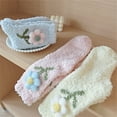 thumbnail image 4 of Milue Women Japanese Cute 3D Plush Flower Fuzzy Socks Winter Warm Indoor Sleep Socks, 4 of 21