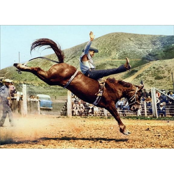 Avanti Press Cowboy Bronco Buster Riding Horse America Collection Birthday Card