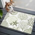 thumbnail image 4 of Coastal Sage Green Entryway Rug 2x3ft Washable Non Slip Bathroom Rug Low Pile Indoor Floor Front Door Mat Ocean Coral Starfish Shell Modern Rectangle Area Rugs Carpet for Kitchen Office Dining Room, 4 of 9
