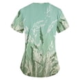 thumbnail image 4 of EHTMSAK Womens Printed Scrub Tops with Pocket Floral V Neck Women Stretch Top Printing Top Green 5X, 4 of 7