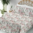 thumbnail image 3 of Ambesonne Vintage Floral Fitted & Flat Sheet with Sham 3 Pcs Set, English Roses Print, Twin XL, Blush and Sage Green, 3 of 5