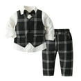 thumbnail image 2 of CUZIBR Toddler Boys Long Sleeve T Shirt Tops Plaid Vest Coats Pants Child Kids Gentleman Outfits Cozy Dailywear For Child, 2 of 8