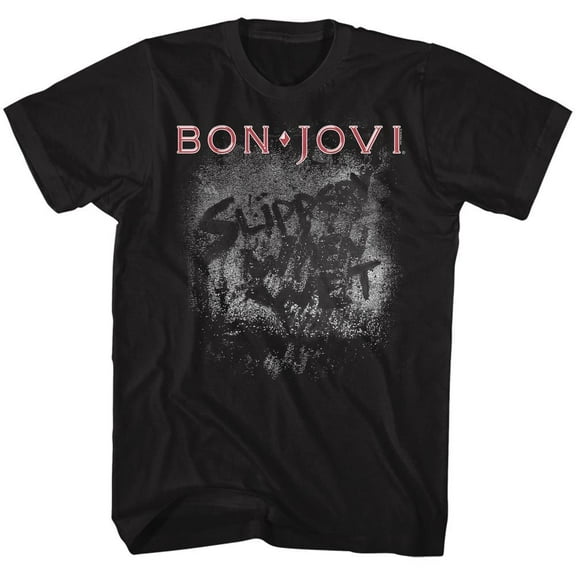 Bon Jovi More Slippery Black Adult T-Shirt Lt