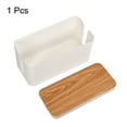 thumbnail image 3 of Uxcell Cable Management Box PP Cord Organizer Box w Tie to Hide Wires & Power Strips for Home Small White,Light Wood, 3 of 6