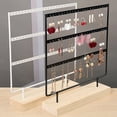 thumbnail image 2 of 24/44/66 Holes Stand Jewelry Display Organizer Earrings Pendants Bracelets Jewelry Holder With Wooden Base Earrings Storage Rack 66 holes white, 2 of 6