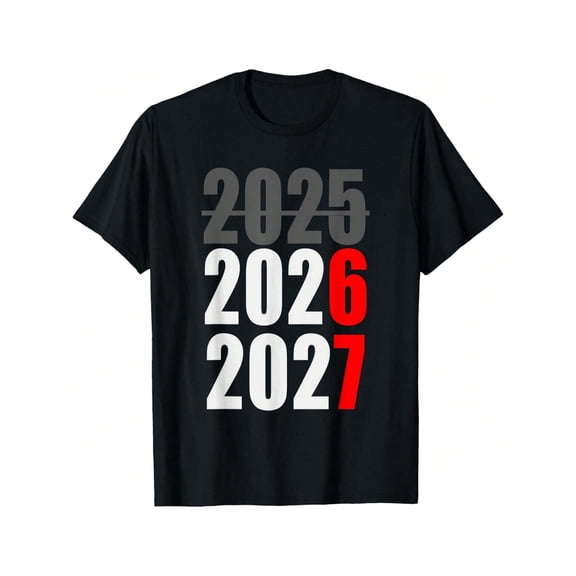 Red Six Seven Numbers Year 2026 2027 Unisex Short Sleeve Graphic T-Shirt