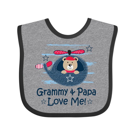 Inktastic Grammy and Papa Love Me Boys Baby Bib