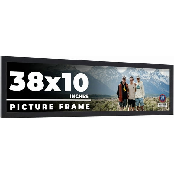 38x10 Frame Black Real Wood Picture Frame Width 0.75 inches | Interior Frame Depth 0.5 inches |