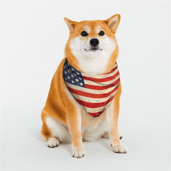 Dog Bandana Washable Headband Scarf America Flag Patriotic Pet Scarf Adjustable Snap Button for Dogs Cats Small