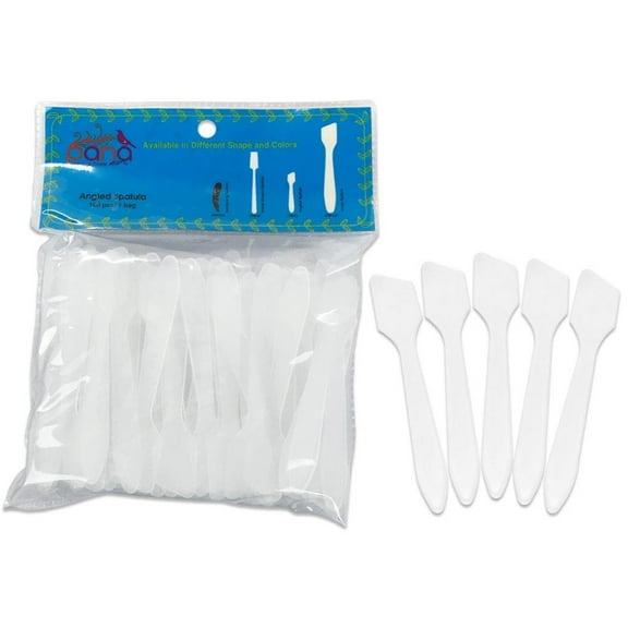 Pana Disposable Angled Cosmetic Spatulas - Frosted White