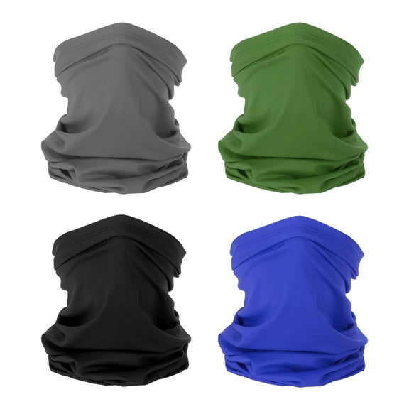 Uxcell Neck Gaiter, 4 Pack Breathable Face Cover Scarf for Cycling, Black, Dark Blue, Dark Gray, Army Green