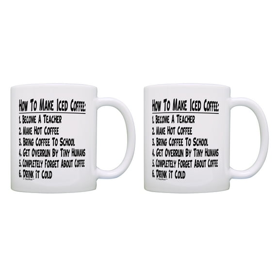 ThisWear Gifts for Teachers How To Make Iced Coffee Best Teacher Gifts for Women Teacher Mugs 11 ounce 2 Pack Coffee Mugs