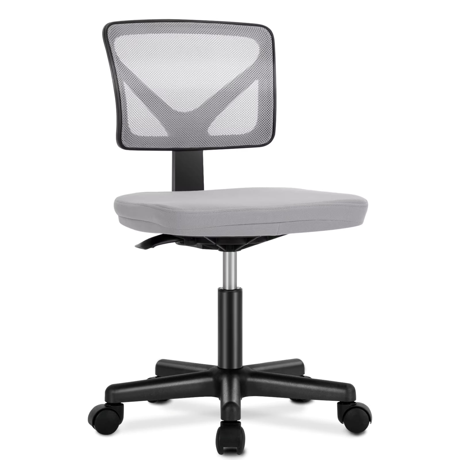 Kelno Small Desk Chair with Wheels Armless Low-Back Office Chair Ergonomic Adjustable Computer Desk Chair with Lumbar Support,Gray