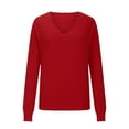 thumbnail image 4 of ClodeEU Women's Long Sleeve knit Sweaters ,V Neck Sweatshirts,Casual Trendly Pullover Red,Womens Plus XL, 4 of 6