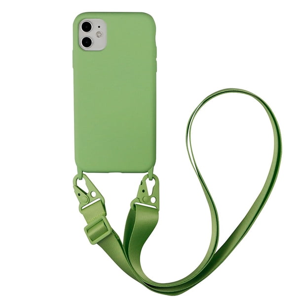 Funda de teléfono móvil con cadena y collar cruzado para iPhone 14 13 12 11 pro XS MAX XR 7 8 Plus SE, correa de silicona con cordón para el cuello Tan Jianjun unisex