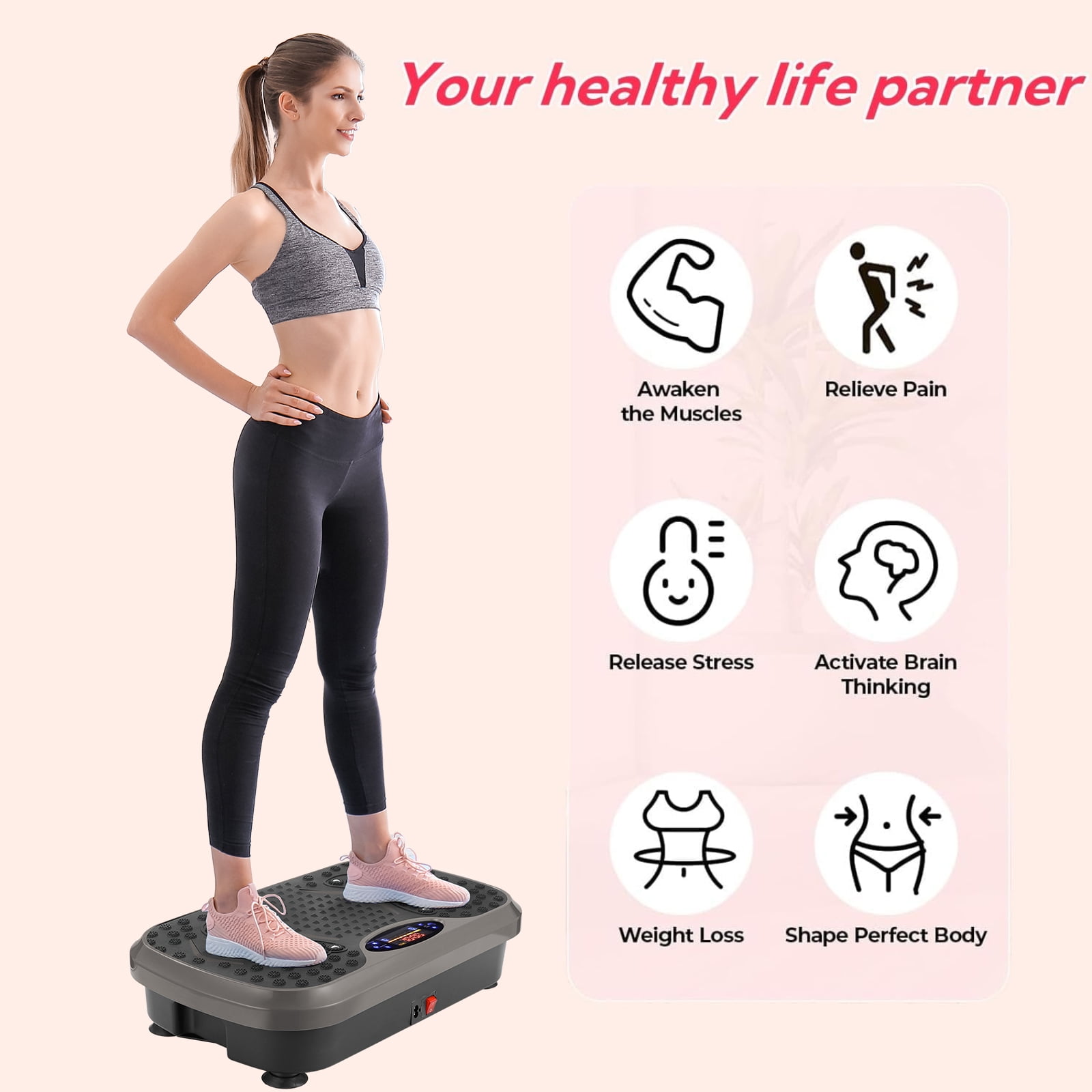 Arlopu 3D Vibration Plate Exercise Machine, Vibrating Massager Whole Body Workout with Two Bands & Remote