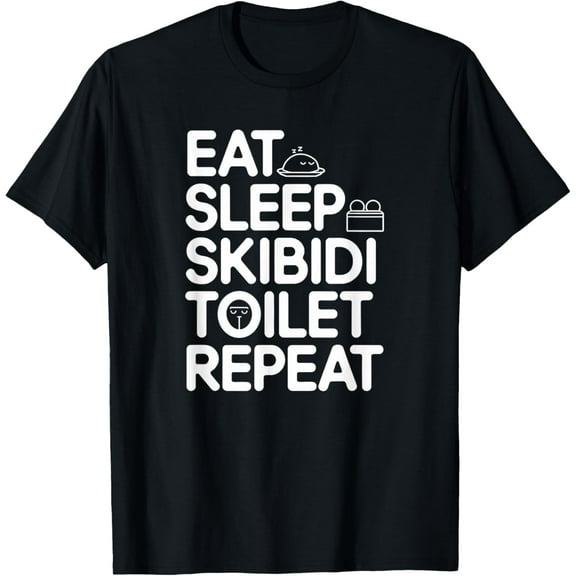 Eat Sleep Skibidi Toilet Repeat Funny Meme Vintage Birthday T-Shirt