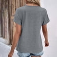 thumbnail image 5 of CLOISE Summer Tee for Women Short Sleeve Tops Casual Loose V Neck Blouses Button Shirts Solid Fashion T Shirts Dark Gray L, 5 of 6