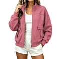 thumbnail image 6 of Aezemi Women Full Zip Oversized Sweatshirt with Cargo Pockets Mock Neck Zip up Fashion Loose Fit Fall Winter Outerwear Coat Casual Trendy Long Sleeve No Hood Sweatshirt for Women XL, 6 of 6