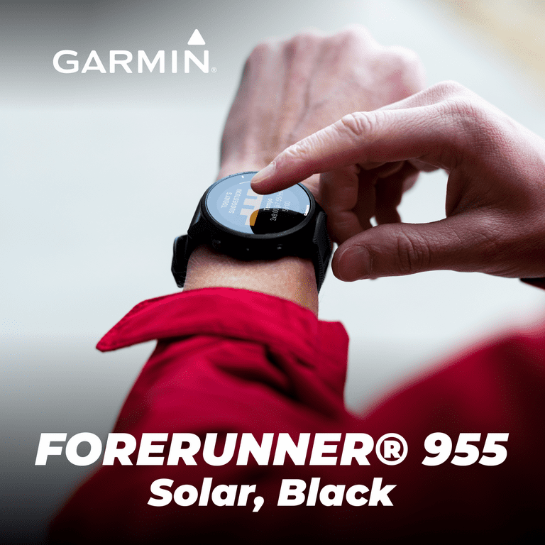 Garmin Forerunner 955 Solar, GPS Running Smartwatch with Solar Charging  Capabilities, Tailored to Triathletes, Long-Lasting Battery, Black with  Wearable4U Black EarBuds Bundle 