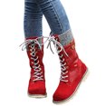 thumbnail image 1 of LSLJS Suede Lace Up Thick Sole Leather High Barrel Round Toe Boots, 1 of 1