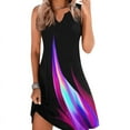 thumbnail image 2 of Women's Fashion Gorgeous Printing Casual Retro Pullover Sleeveless Loose Waist Elegant A-Line V-Neck Dress, 2 of 2