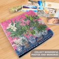 thumbnail image 4 of FORMRS 3 Ring Photo Album 4"x6" Self Adhesive Large Capacity PU Leather Cover, White Vibrant Flowers, 4 of 8