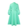 thumbnail image 5 of SincereX Womens Cocktail Dresses Plus Size Women's Evening Dress Women Versatile Fashion Long Sleeved Waist Retraction Solid Split 3/4 Sleeve Waist Wrapped Large Hem Long Dress Mint Green M, 5 of 7