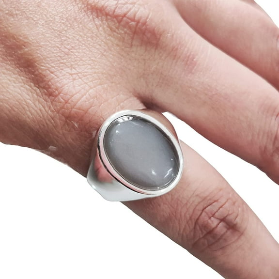 Grey Moonstone Ring, Silver Jewelry, 925 Silver Ring, Anniversary Gift, Natural Grey Moonstone, June Birthstone Ring, Heavy Mens Ring, Spiritual Healing Gemstone, Christmas, Mens Signet Ring