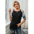 thumbnail image 2 of ABPHQTO Top negro con manga de lunares Chic de leopardo para mujer, 2 of 5