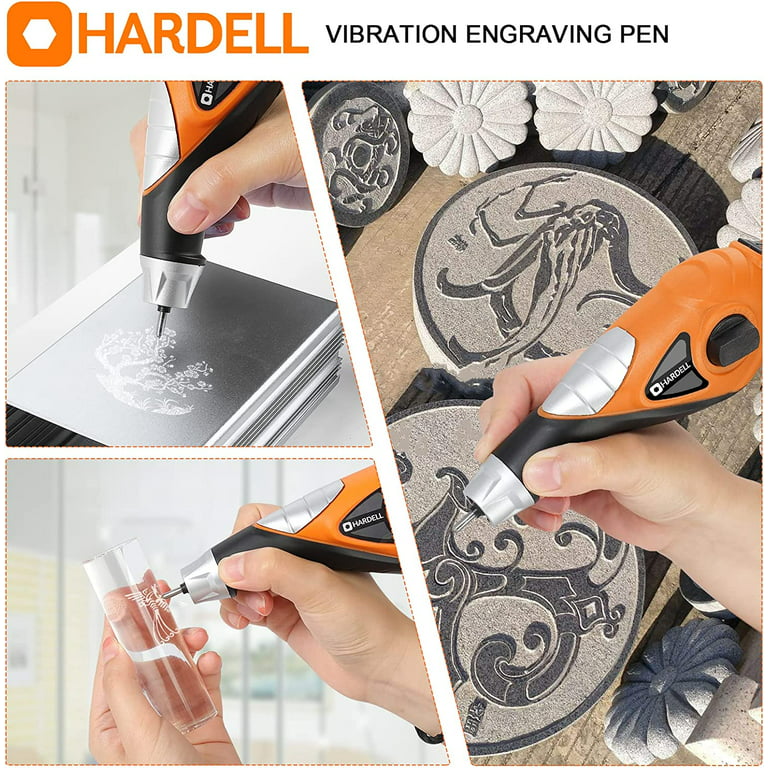HARDELL Engraver Pen for DIY, 13W Hand Engraver Tool for Metal,Wood, 120V  Mini Etching Tool with Stencils, 5 Speed Engraving Tool,3 Carbide Points