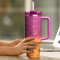 thumbnail image 4 of 40 OZ Stainless Steel Water Bottles Insulated Travel Tumbler with Handle and Straw Large Capacity Floral Pattern Reusable Cup 01-as show, 4 of 4