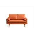 thumbnail image 3 of US PRIDE FURNITURE Partone 57.9'' Vegan Faux Leather Square Arm Loveseat -Red Orange, 3 of 5