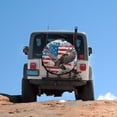 thumbnail image 5 of Camping Spare Tire Cover Bald Eagle with American Flag Wheel Protectors Weatherproof 4th of July Memorial Day Independence Day Tire Cover for Camper Trailer Truck SUV Universal 15 Inch, 5 of 8