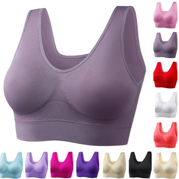 Womens Seamless Wireless Bras Sports High Support Sports Bra Wirefree Yoga Bra for Women,Purple,3X-Large