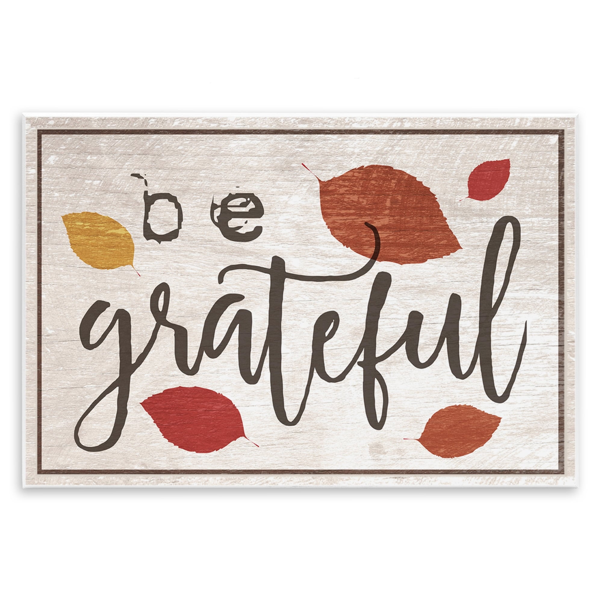 Stupell IndustriesBe Grateful Fall Leaves TypographyWall Plaqueby Daphne Polselli