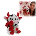 thumbnail image 1 of Klonfd Vache en Peluche avec Roses Rouges Vache Mignonne Vache en Peluche Douce Poupée Vache pour Enfants Parfaite pour la Saint-Valentin Anniversaire et la Maison, 1 of 6