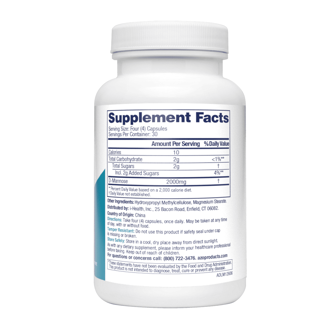 AZO D-Mannose Urinary Tract Health Supplement, Supports UTI Prevention & Bladder Health, 120 Count