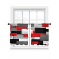 thumbnail image 7 of Red Black Geometric Sheer Curtains 45 Inch Length 2 Panels Set, Modern Abstract Art Block Voile Window Treatment Rod Pocket Small Kitchen Curtains Drapes for Bedroom 52"x45"x2, 7 of 7