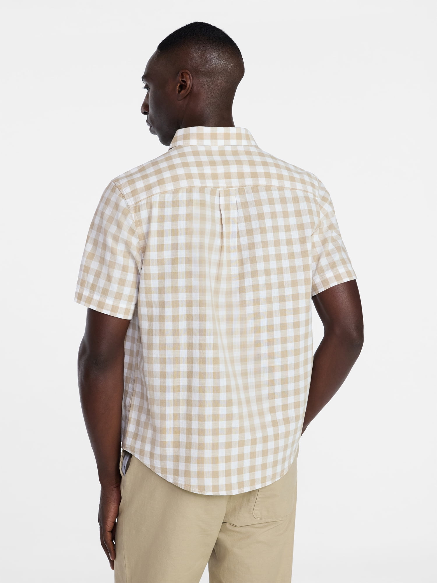 George Men's & Big Men's Modern Fit Poplin Button Up Shirt with Short Sleeves, Sizes XS-5XL