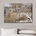 thumbnail image 2 of Wall26 Abstract Tree Canvas Wall Art - White Tree Branch with Leaves on Wood Style Background - Gallery Wrap Modern Home Decor , Ready to Hang - 16x24 inches, 2 of 5